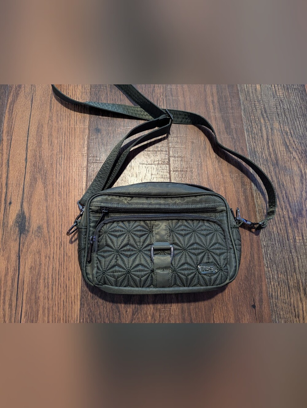 Lug Carousel Crossbody Bag Heather Olive Fabric with Adjustable/Removable Strap
